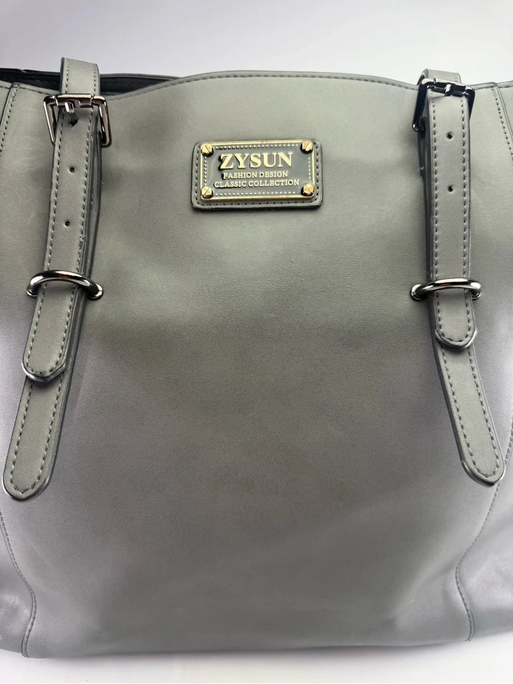 Title: ZYSUN Gray Large Travel Tote Bag Shoulder Carryall Zip Top 18x13